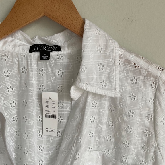 NWT J.Crew White Eyelet Airy side-tie tunic cover-up SZ XS - Picture 5 of 8
